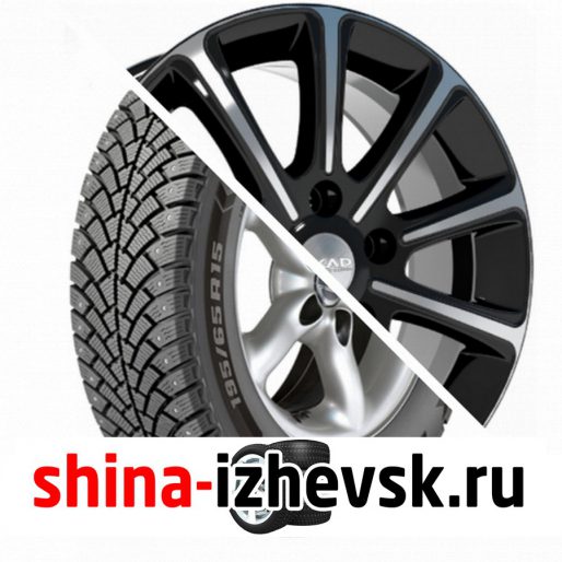 Колесо в сборе BF Goodrich G Force Stud 205/55 R16 Q 94 + СКАД Милан 6.5xR16 5×114.3 ET45 DIA60.1 Черный глянцевый с полированной лицевой поверхностью в Ижевске